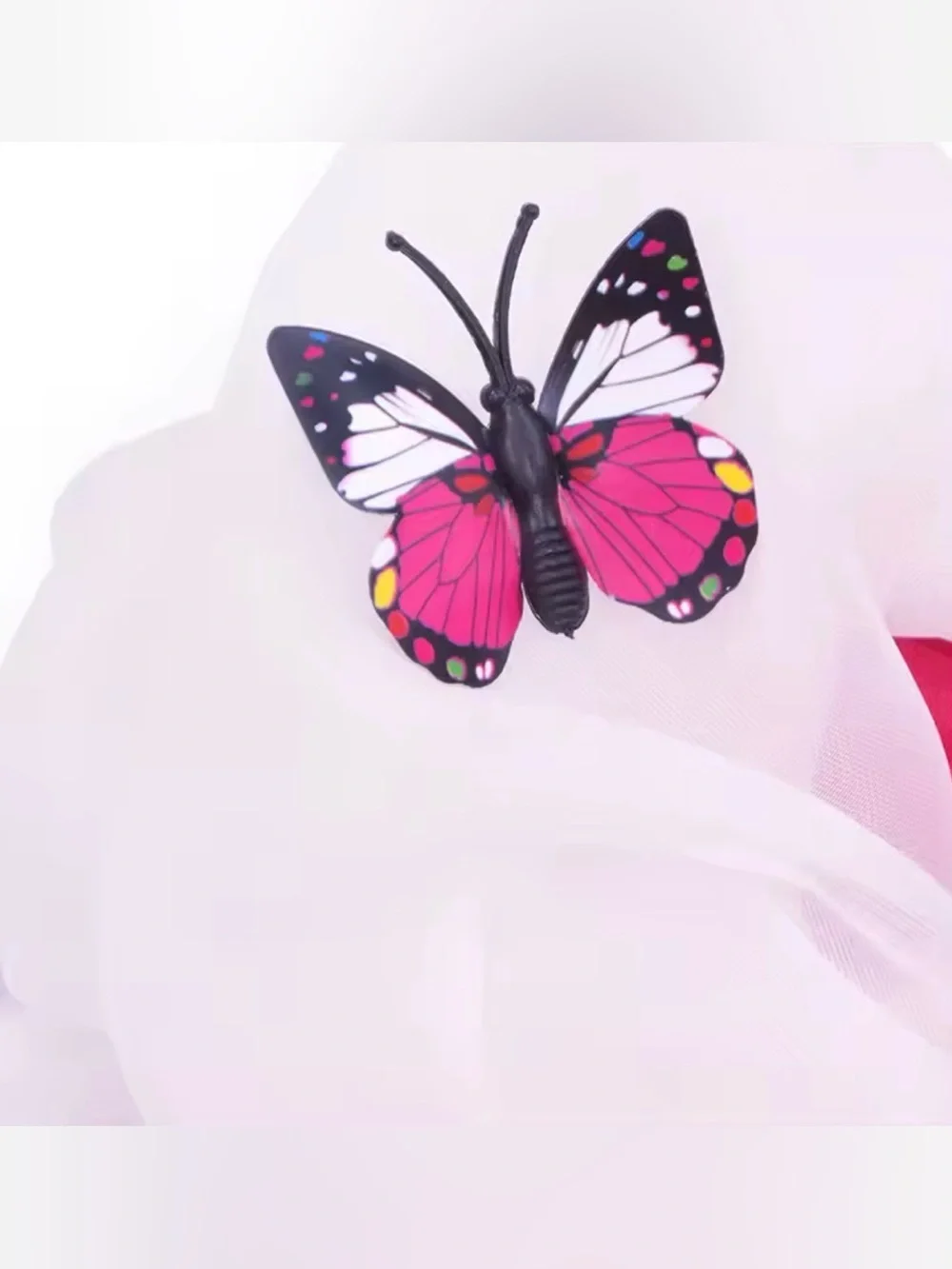 Girls' Pink Princess Tulle Gown Costume with Butterfly Accents